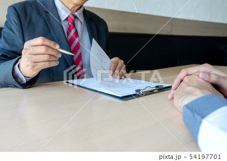 Job interview businessman listen to New staff Job interview businessman listen to New staff 54197701