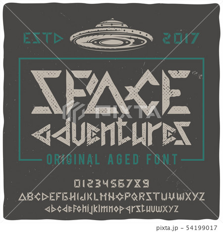 Vintage label typeface named "Space adventures"  54199017