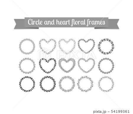 Circle and heart floral frames set Circle and heart floral frames set 54199361