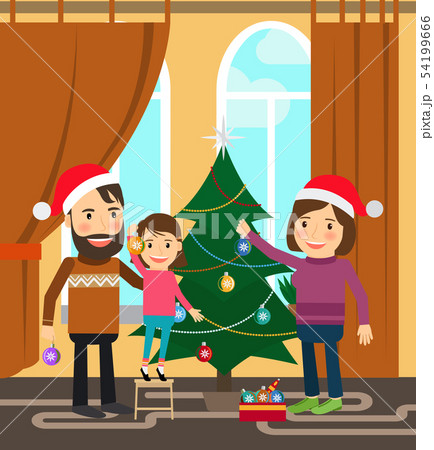 Family celebrates winter holidays Family celebrates winter holidays 54199666