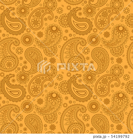 Yellow color arabic paisley pattern 54199792