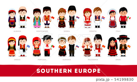 Europeans in national clothes. Southern Europe. Europeans in national clothes. Southern Europe. 54199830