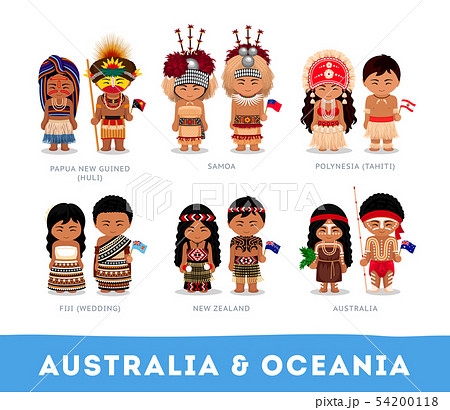 People In National Clothes Australia And Oceania のイラスト素材