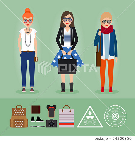 Hipster girls with accessories 54200350