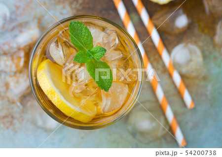 Traditional iced tea with lemon. Traditional iced tea with lemon. 54200738