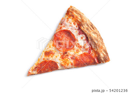 Slice of italian Pepperoni Pizza isolated on white 54201236
