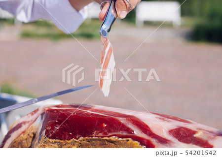 Spanish Iberian ham or Pata Negra mounted on a 54201542