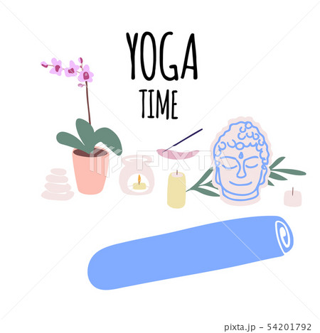 Illustration of items for yoga and meditation 54201792