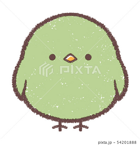 小鳥正面 緑のイラスト素材 5418