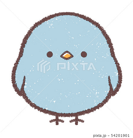 小鳥正面 青のイラスト素材