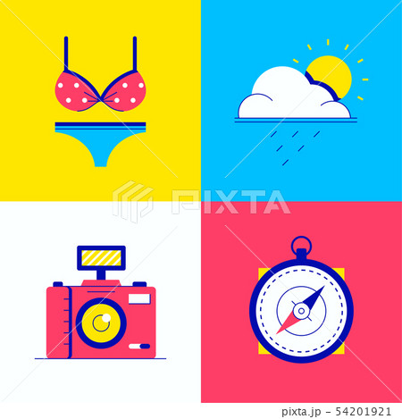 Summer vacation - colorful flat design style elements 54201921