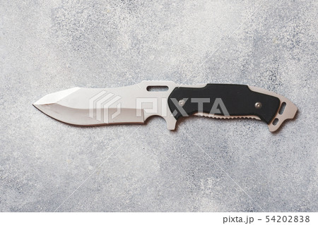 Steel knife for hunting and tourism on a gray 54202838