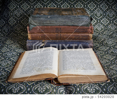 composition of old books in a stack 54203020
