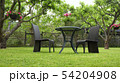 Garden rattan chairs and table with flower pot 54204908
