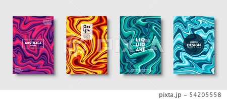 Colorful abstract geometric background. Liquid dynamic lined gradient waves. Fluid marble texture 54205558