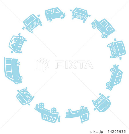 サークル状に配置された乗用車のシルエット(ライトブルー) サークル状に配置された乗用車のシルエット(ライトブルー) 54205936