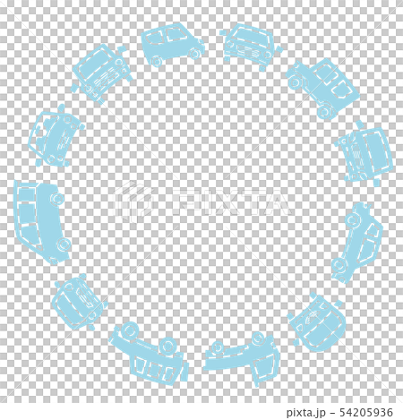 サークル状に配置された乗用車のシルエット(ライトブルー) サークル状に配置された乗用車のシルエット(ライトブルー) 54205936