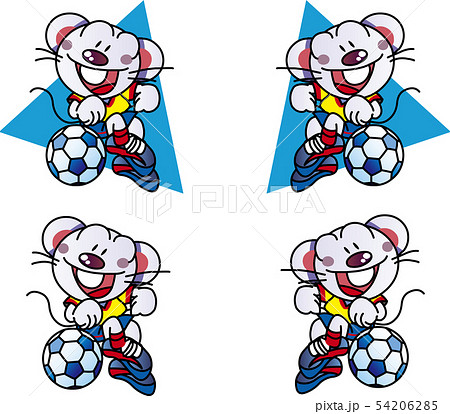 ネズミのサッカーのマスコットキャラクターのイラスト素材
