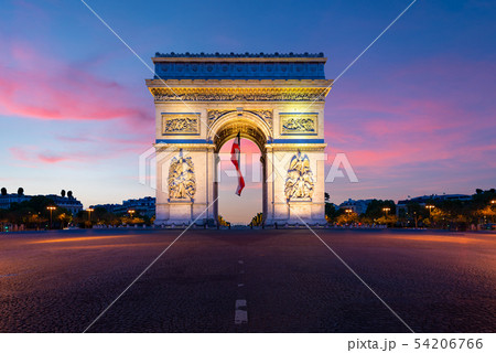 Arc de Triomphe de Paris at night in Paris, 54206766