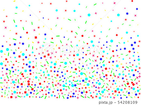 Colored confetti hexagons, stars, ovals digital.  54208109