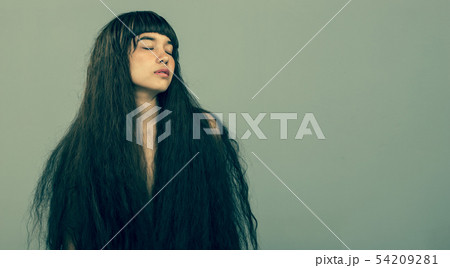 Hairy Girl portrait as lonely broken heart lady 54209281