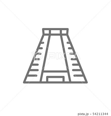 Chichen Itza, ancient mayan pyramid line icon. 54211344