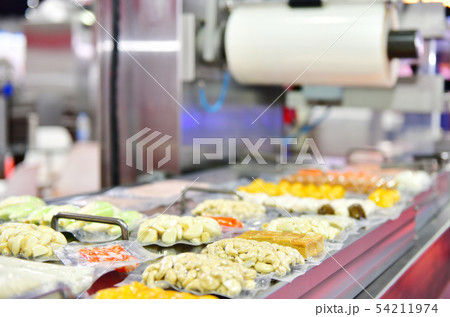 Bean food production line on conveyor belt  54211974