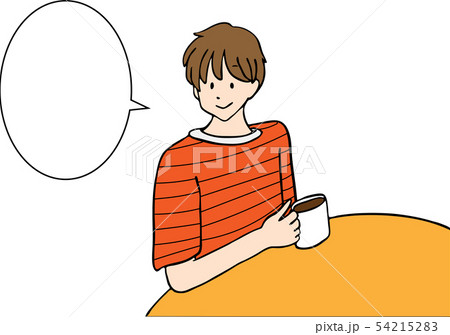 吹き出し男性 赤い服 のイラスト素材