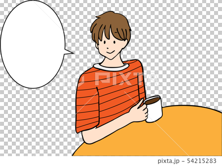 吹き出し男性 赤い服 のイラスト素材