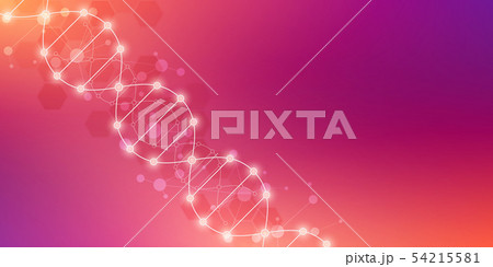 DNA strand and molecular structure. Genetic engineering or laboratory research. Background texture 54215581