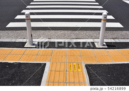 横断歩道の点字ブロックの写真素材