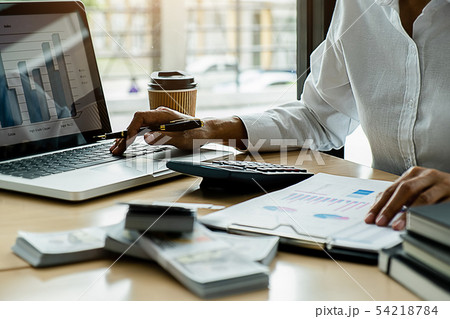Business adviser analyzing financial figures Business adviser analyzing financial figures 54218784