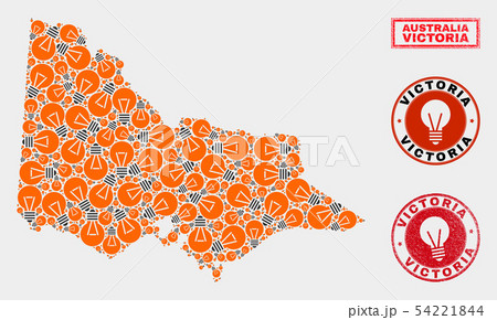 Electrical Lamp Mosaic Australian Victoria Map and Rubber Stamps Electrical Lamp Mosaic Australian Victoria Map and Rubber Stamps 54221844