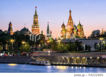 Moscow Kremlin and St Basil`s Cathedral at night, Moscow Kremlin and St Basil`s Cathedral at night, 54222005