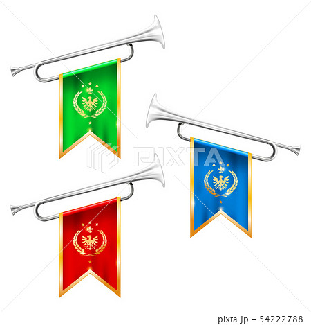 Silver trumpets with royal symbolics - fanfare  54222788