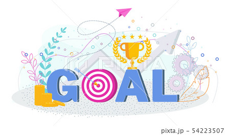 Word Goal Concept Trendy Flat Vector Style のイラスト素材