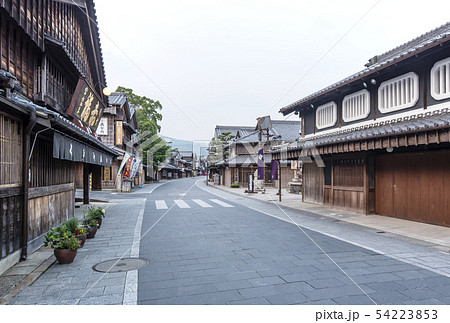 おはらい町参道 伊勢神宮内宮前 お伊勢さん 赤福本店前の写真素材