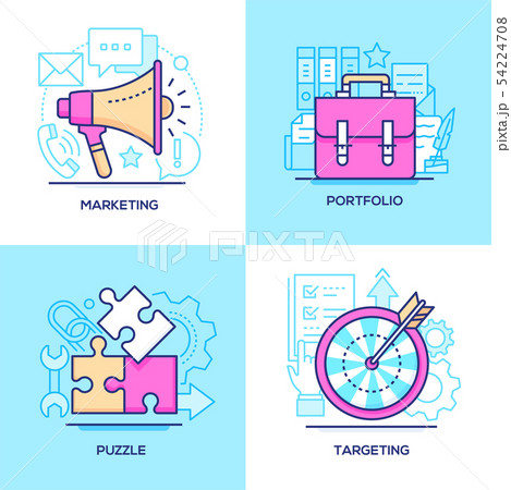 Business - set of line design style colorful illustrations 54224708