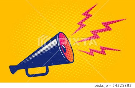 Retro megaphone on yellow background Retro megaphone on yellow background 54225392