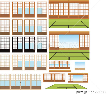 畳と障子イラストのセットのイラスト素材