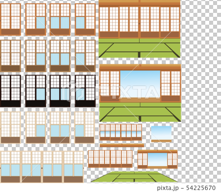 Set of tatami and shoji illustrations Set of tatami and shoji illustrations 54225670