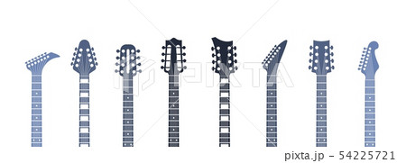 Guitars headstock. Flat acoustic and electric guitar necks and heads, minimal abstract template 54225721