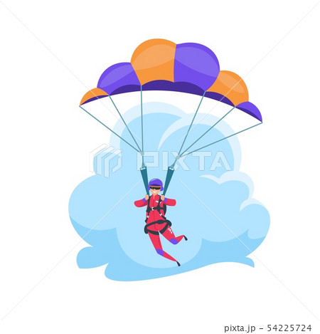 Parachuting extreme sport, falling flat character isolated on white. Vector parachutist Parachuting extreme sport, falling flat character isolated on white. Vector parachutist 54225724