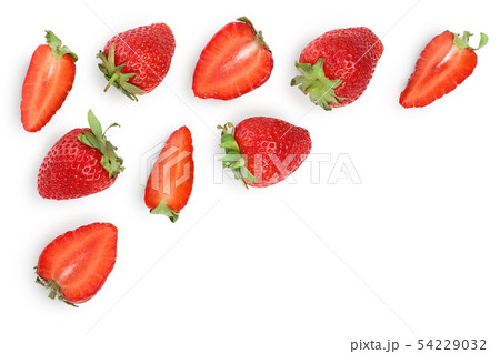 Strawberries isolated on white background with copy space for your text. Top view. Flat lay pattern Strawberries isolated on white background with copy space for your text. Top view. Flat lay pattern 54229032