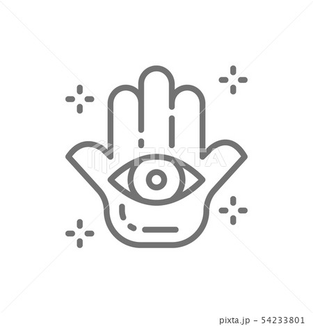 Hand of Fatima, Hamsa mascot, talisman, amulet line icon. Hand of Fatima, Hamsa mascot, talisman, amulet line icon. 54233801