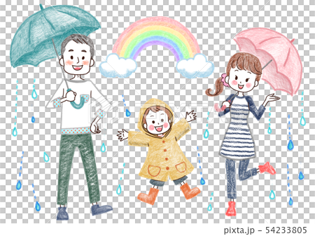 雨の日の家族のイラスト素材