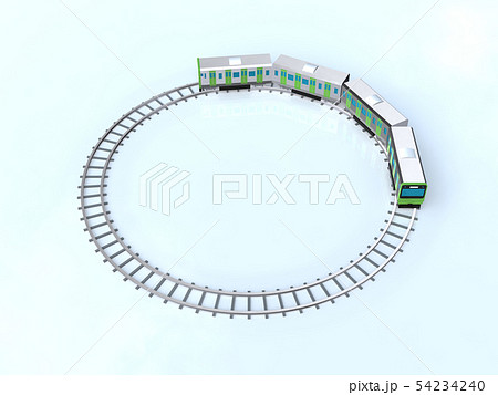 Cg 3d イラスト 立体 デザイン 日本 東京 交通 乗り物 電車 山手線のイメージのイラスト素材