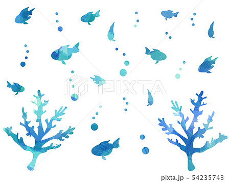 青い水彩魚のイラスト素材