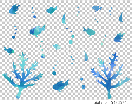 青い水彩魚 54235743