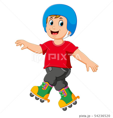 playing the roller skates and using the helmet playing the roller skates and using the helmet 54236520